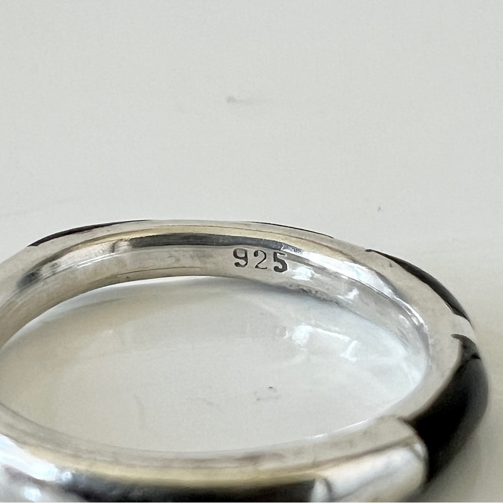 Black stripe 925 silver ring - Picture 2 of 7